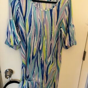 Lilly Pulitzer Blue and White Puff Sleeve Sundress